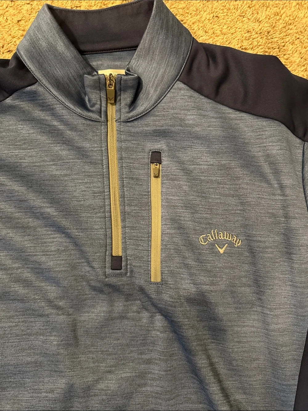 Callaway Men's Two-Tone Navy and Heather Blue Performance Quarter-Zip